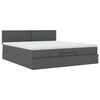 vidaXL Lit ottoman avec matelas et LED Gris foncé 180x200 cm tissu
