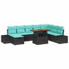 vidaXL Ensemble de canap&eacute; de jardin 9 pc Noir polyrotin