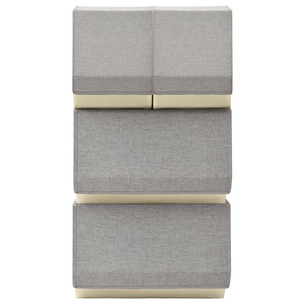 vidaXL Bo&icirc;tes de rangement empilables 4 pcs Tissu Gris et cr&egrave;me
