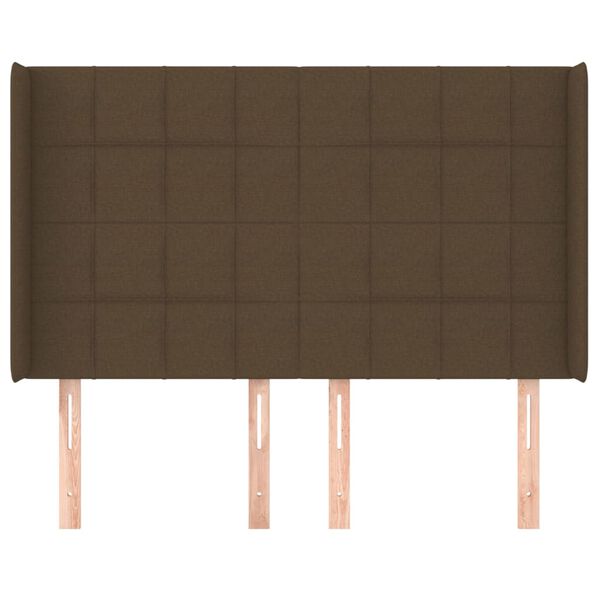 vidaXL Tête de lit avec oreilles Marron foncé 147x16x118/128 cm Tissu