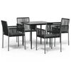 vidaXL Ensemble &agrave; manger de jardin coussins 5pcs noir rotin et acier