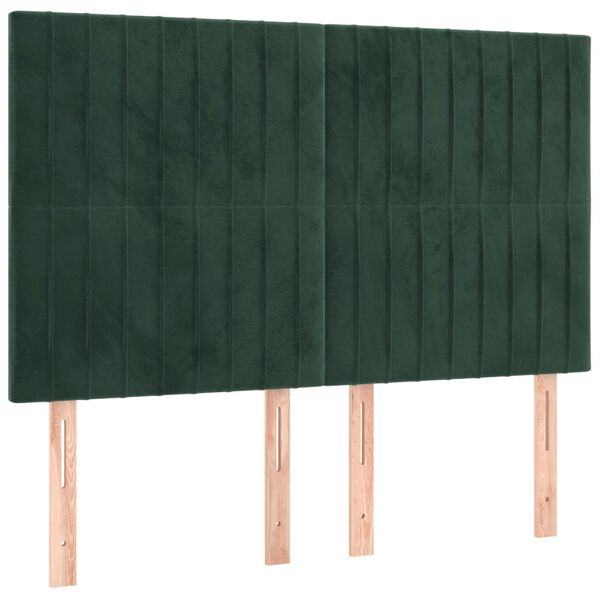 vidaXL T&ecirc;te de lit &agrave; LED Vert fonc&eacute; 144x5x118/128 cm Velours