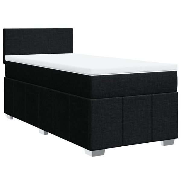vidaXL Sommier &agrave; lattes de lit avec matelas Noir 90x200 cm Tissu