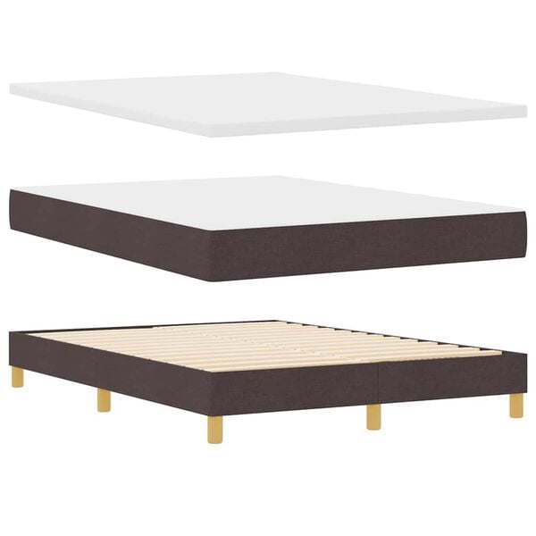 vidaXL Lit &agrave; Ressorts avec Matelas Cr&egrave;me 90x200 cm Tissu Marron fonc&eacute;