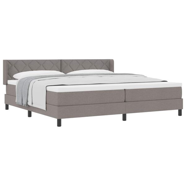 vidaXL Lit &agrave; ressorts avec matelas Taupe 200 x 200 cm Polyester