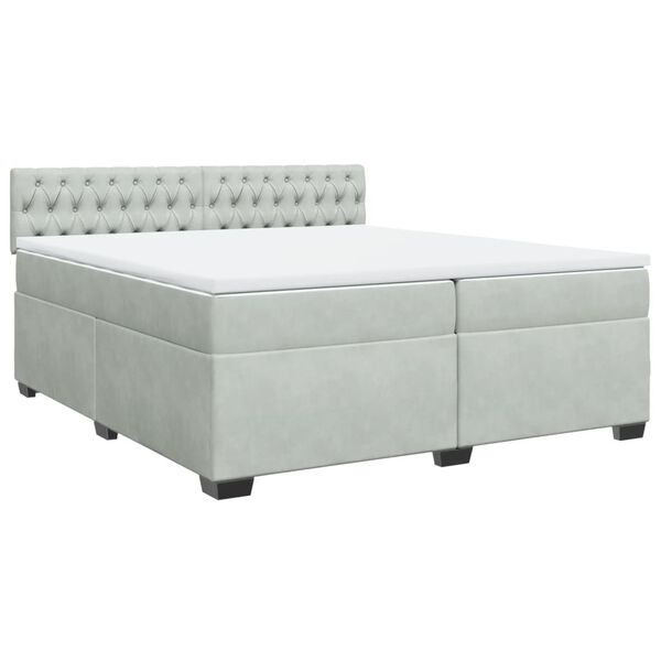 vidaXL Sommier &agrave; lattes de lit et matelas Gris clair 200x200cm Velours