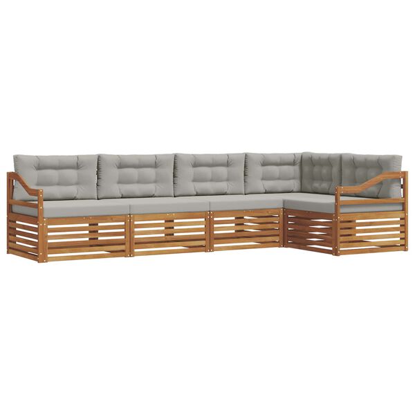 vidaXL Ensemble de canap&eacute;s d'ext&eacute;rieur 5 pcs Gris Naturel et Clair