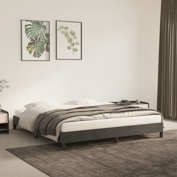 vidaXL Cadre de lit sans matelas gris fonc&eacute; 160x200 cm velours
