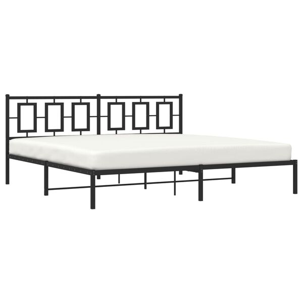 vidaXL Cadre de lit m&eacute;tal sans matelas avec t&ecirc;te de lit noir 200x200cm