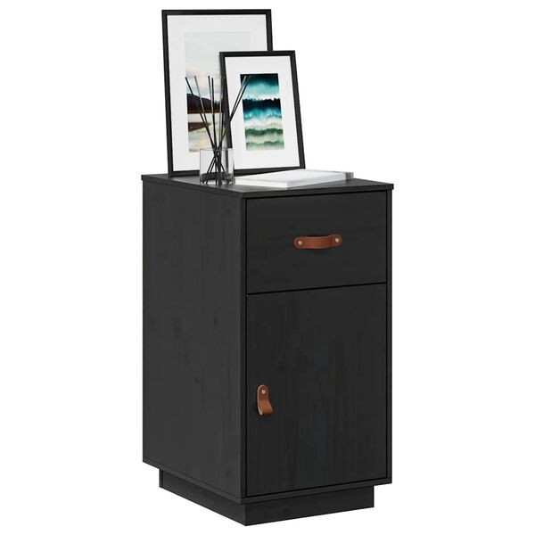 vidaXL Armoire de bureau Noir 40x50x75 cm Bois massif de pin