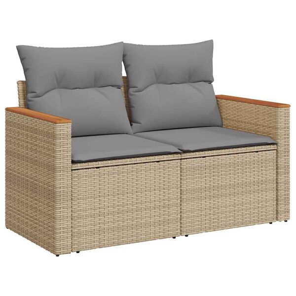 vidaXL Salon de jardin avec coussins 6 pcs beige résine tressée