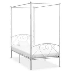 vidaXL Cadre de lit &agrave; baldaquin sans matelas blanc m&eacute;tal 90x200 cm