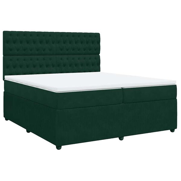 vidaXL Sommier &agrave; lattes de lit et matelas Vert fonc&eacute; 200x200cm Velours
