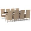 vidaXL Ensemble &agrave; manger de jardin et coussins 9 pcs beige Poly rotin