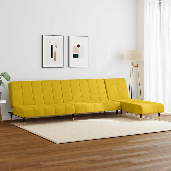 vidaXL Ensemble de canap&eacute;s 2 pcs jaune velours