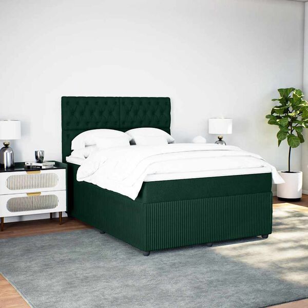 vidaXL Sommier &agrave; lattes de lit et matelas Vert fonc&eacute; 160x200cm Velours