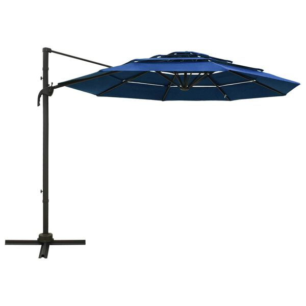 vidaXL Parasol de jardin à 4 niveaux avec mât en aluminium bleu azuré