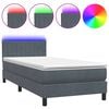 vidaXL Sommier &agrave; lattes de lit et matelas et LED gris fonc&eacute; 80x210 cm velours