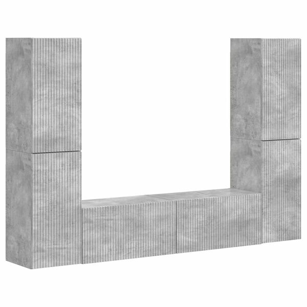 vidaXL Ensemble meuble TV 6 pcs Gris b&eacute;ton Bois d'ing&eacute;nierie