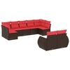 vidaXL Ensemble de canap&eacute; de jardin 9 pcs avec coussins marron r&eacute;sine tress&eacute;e