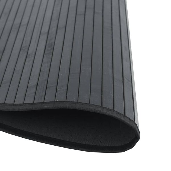 vidaXL Tapis rond noir 100 cm bambou
