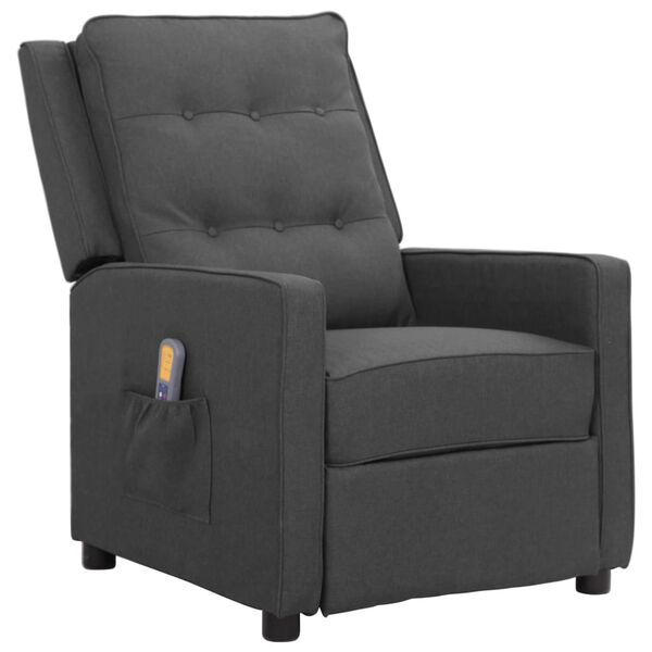 vidaXL Fauteuil de massage Gris fonc&eacute; Tissu