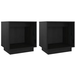 vidaXL Tables de chevet 2 pcs Noir 40x30x40 cm Bois de pin solide