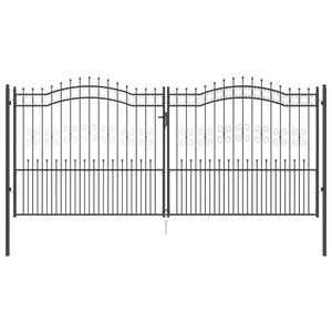 vidaXL Portail de cl&ocirc;ture avec pointe KAMPEN 404 x 175 cm Acier Gris