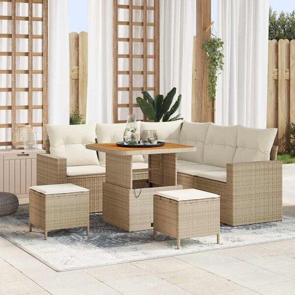 vidaXL Ensemble de canap&eacute; de jardin 8 pcs Beige polyrotin