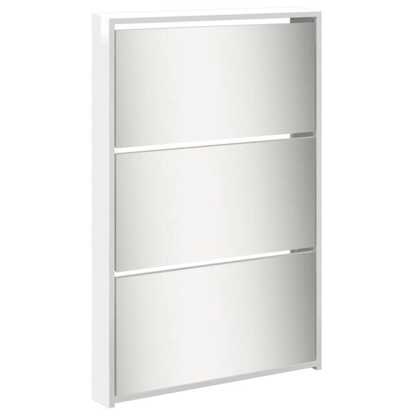 vidaXL Armoire chaussures miroir 5niveaux blanc brillant 63x17x169,5cm