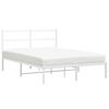 vidaXL Cadre de lit m&eacute;tal sans matelas et t&ecirc;te de lit blanc 140x190 cm