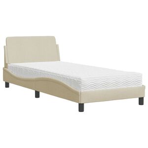 vidaXL Lit avec matelas Dover cr&egrave;me 90x200 cm tissu