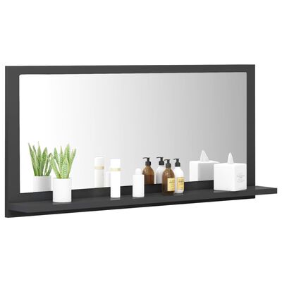 vidaXL Miroir de salle de bain Gris 80x10,5x37 cm Aggloméré