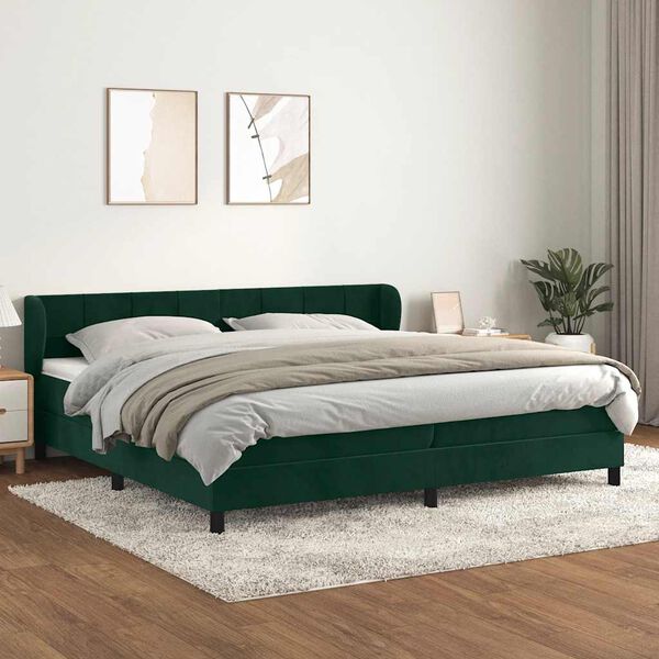 vidaXL Sommier &agrave; lattes de lit et matelas Vert fonc&eacute; 200x200cm Velours