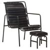 vidaXL Fauteuil de relaxation avec repose-pied Noir Cuir v&eacute;ritable