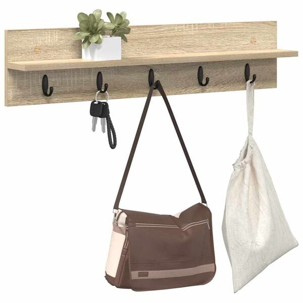 vidaXL Porte-manteau mural Ch&ecirc;ne Sonoma 80 x 10,5 x 18 cm