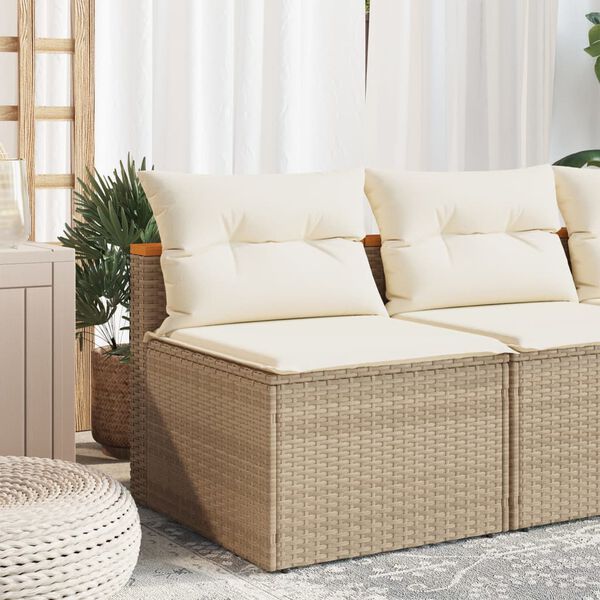 vidaXL Canap&eacute;s de jardin sans accoudoirs avec coussins 2 pcs beige