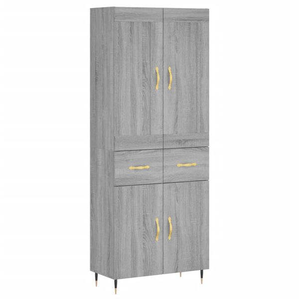 vidaXL Buffet haut Sonoma gris 69,5x34x180 cm Bois d'ing&eacute;nierie