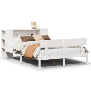 vidaXL Lit biblioth&egrave;que sans matelas blanc 150x200 cm bois pin massif