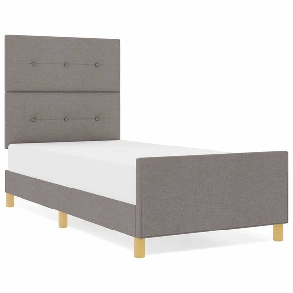 vidaXL Cadre de lit avec t&ecirc;te de lit Taupe 90 x 190 cm tissu