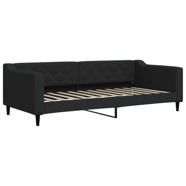 vidaXL Lit de jour avec gigogne et matelas noir 90x200 cm tissu