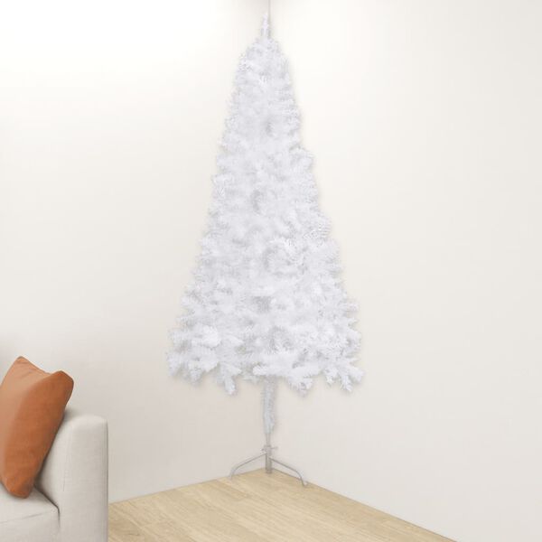 vidaXL Sapin de No&euml;l artificiel d'angle Blanc 240 cm PVC