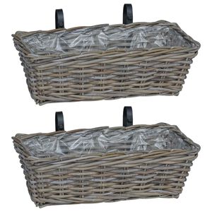 vidaXL Panier &agrave; jardini&egrave;re suspendu 2 pcs Gris 48 x 22 x 15 cm