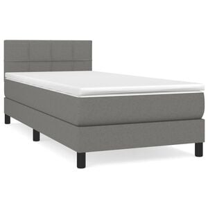 vidaXL Sommier &agrave; lattes de lit avec matelas Gris fonc&eacute; 80x200 cm Tissu