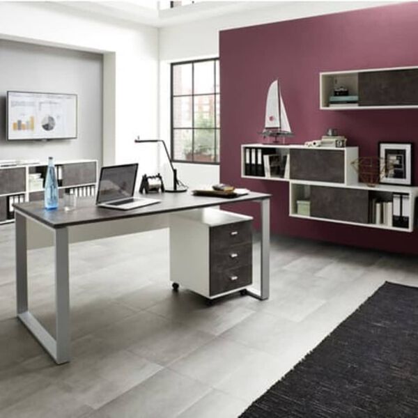 Germania Classeur &agrave; roulettes 40x48,9x56,9 cm Basalto fonc&eacute; et blanc