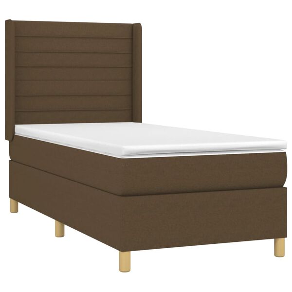 vidaXL Sommier &agrave; lattes de lit matelas LED Marron fonc&eacute; 90x200cm Tissu