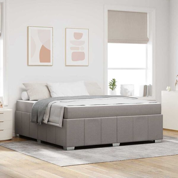 vidaXL Cadre de lit avec matelas Taupe 180 x 200 cm tissu