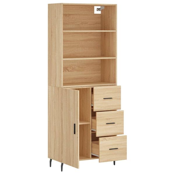 vidaXL Buffet haut Ch&ecirc;ne sonoma 69,5x34x180 cm Bois d'ing&eacute;nierie