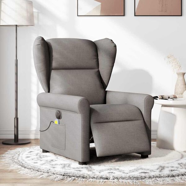 vidaXL Fauteuil de massage inclinable &eacute;lectrique Taupe Tissu