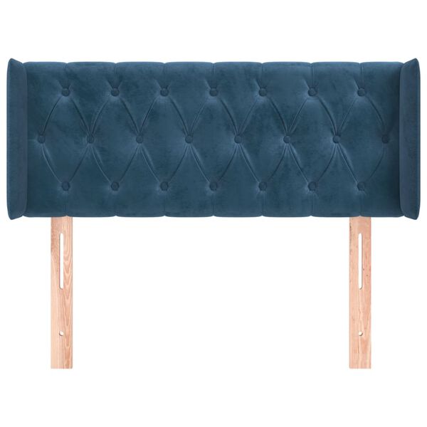 vidaXL T&ecirc;te de lit avec oreilles Bleu fonc&eacute; 93x16x78/88 cm Velours